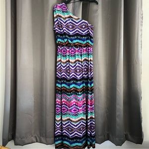 Vibrant Tie Dye One Sleeve Maxi Dress
